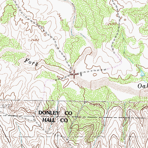 Topographic Map of West Fork Oaks Creek, TX