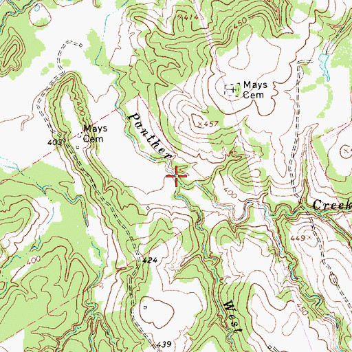 Topographic Map of West Fork Panther Creek, TX