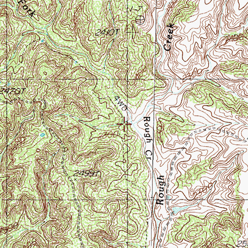 Topographic Map of West Fork Rough Creek, TX