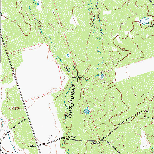 Topographic Map of West Fork Sunflower Creek, TX