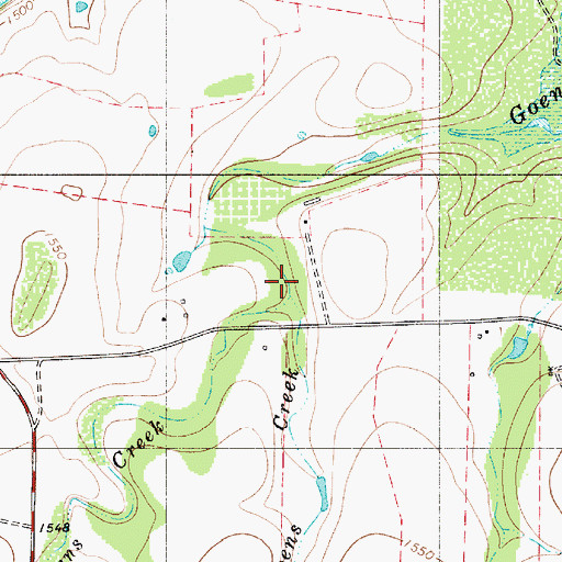 Topographic Map of West Goens Creek, TX