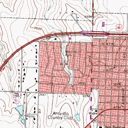 Topographic Map of West Hill Park, TX