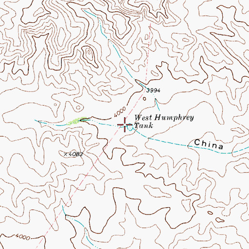 Topographic Map of West Humphrey Tank, TX