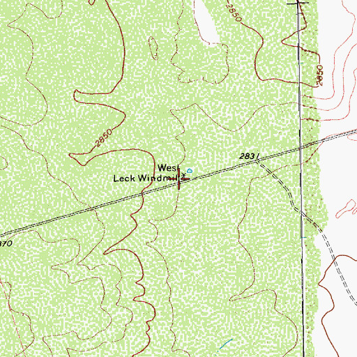 Topographic Map of West Leck Windmill, TX