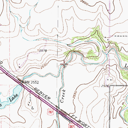 Topographic Map of West Lelia Lake Creek, TX
