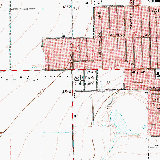 Topographic Map of West Park Cemetery, TX