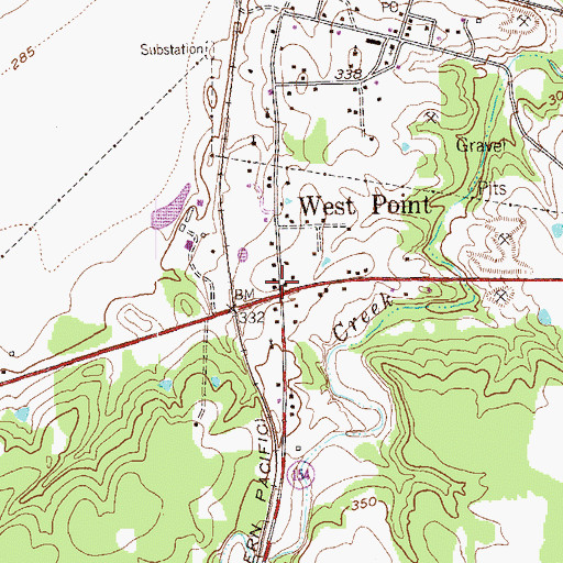 Topographic Map of West Point, TX