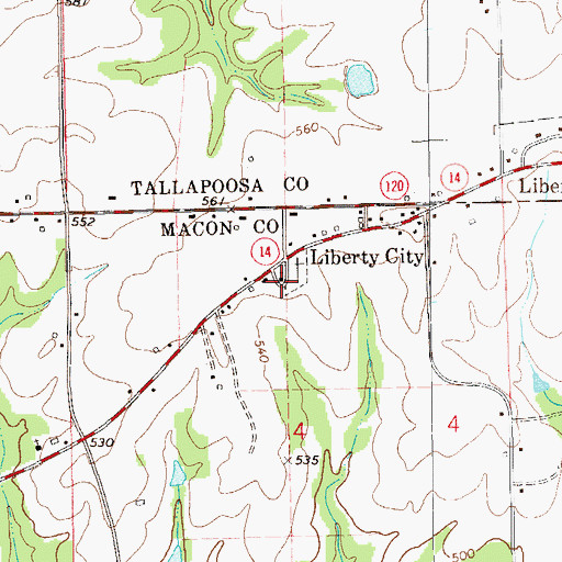 Topographic Map of Liberty United Methodist Church, AL