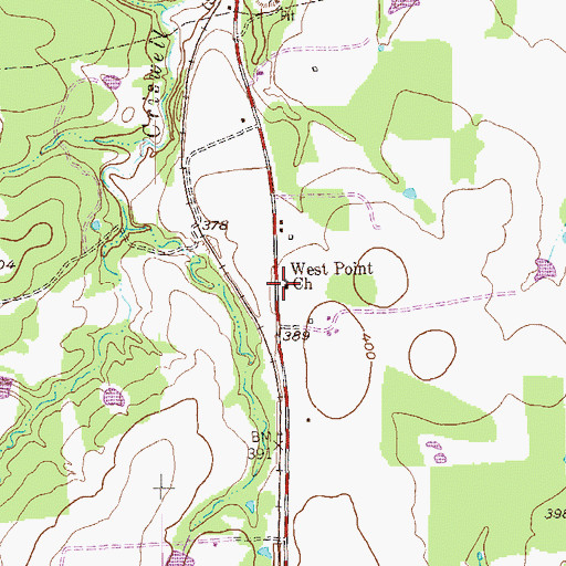 Topographic Map of West Point Church, TX