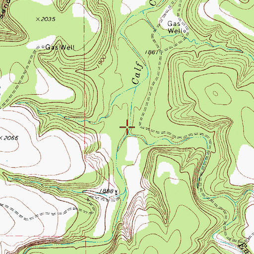 Topographic Map of West Prong Calf Creek, TX