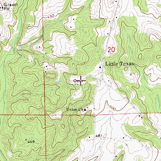 Topographic Map of Little Texas Cemetery, AL