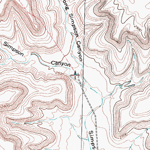 Topographic Map of West Prong Simpson Canyon, TX