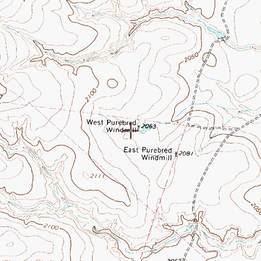 Topographic Map of West Purebred Windmill, TX