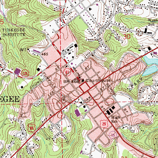Topographic Map of Macon County Courthouse, AL