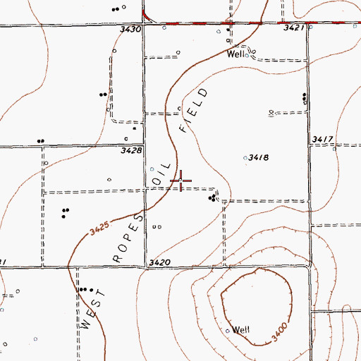Topographic Map of West Ropes Oil Field, TX