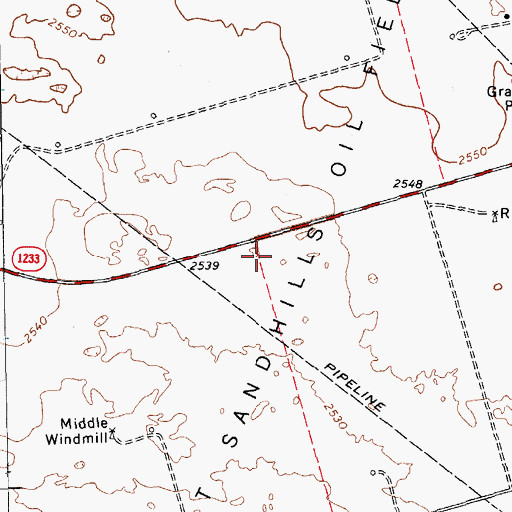 Topographic Map of West Sand Hills Oil Field, TX
