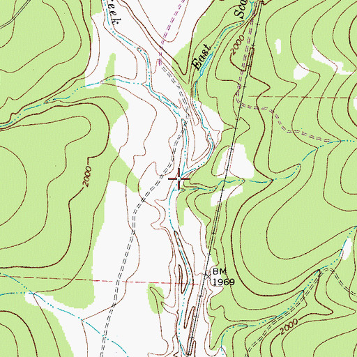 Topographic Map of West Scalp Creek, TX