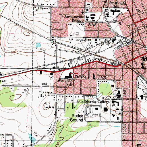 Topographic Map of West School, TX