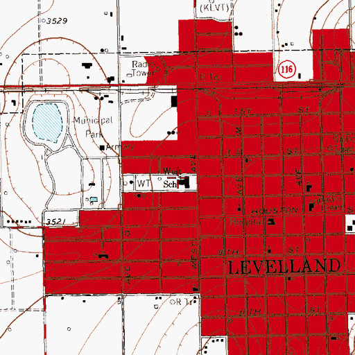 Topographic Map of West School, TX