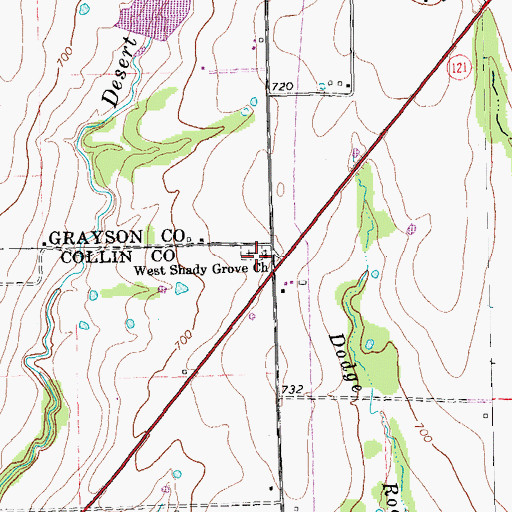 Topographic Map of West Shady Grove Church, TX