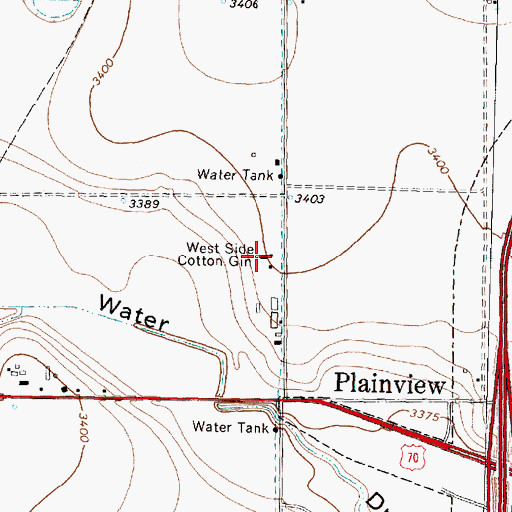 Topographic Map of West Side Cotton Gin, TX