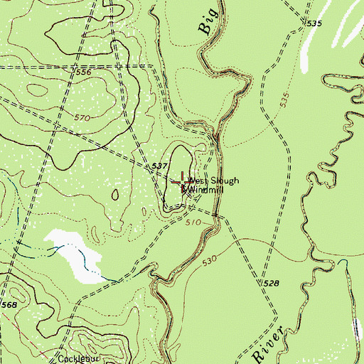 Topographic Map of West Slough Windmill, TX