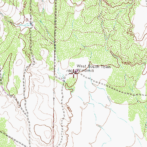 Topographic Map of West South Town Windmill, TX