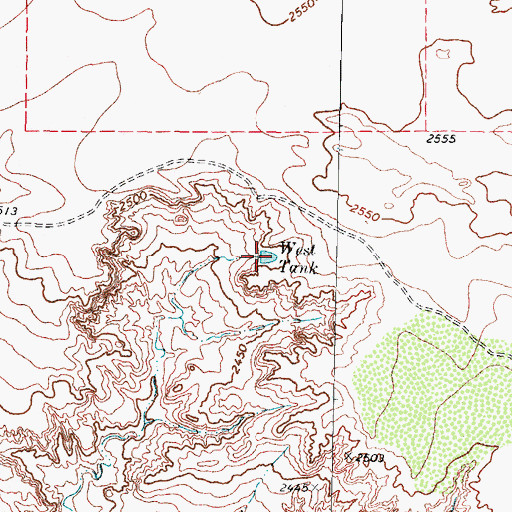Topographic Map of West Tank, TX