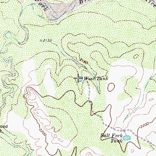Topographic Map of West Tank, TX