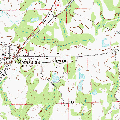 Topographic Map of Notasulga High School, AL