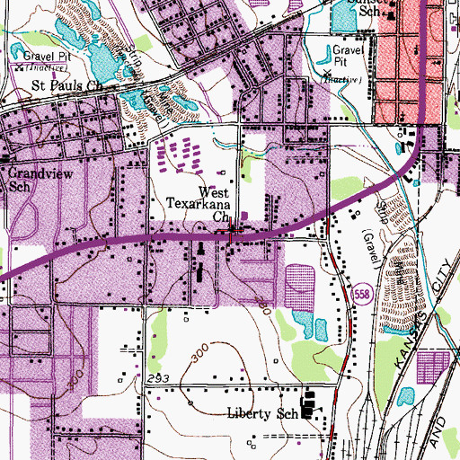 Topographic Map of West Texarkana Church, TX