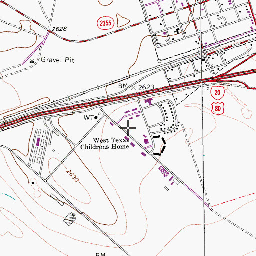 Topographic Map of West Texas Childrens Home, TX