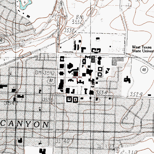 Topographic Map of West Texas A and M University, TX