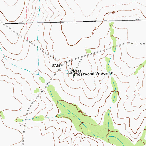 Topographic Map of West Underwood Windmill, TX