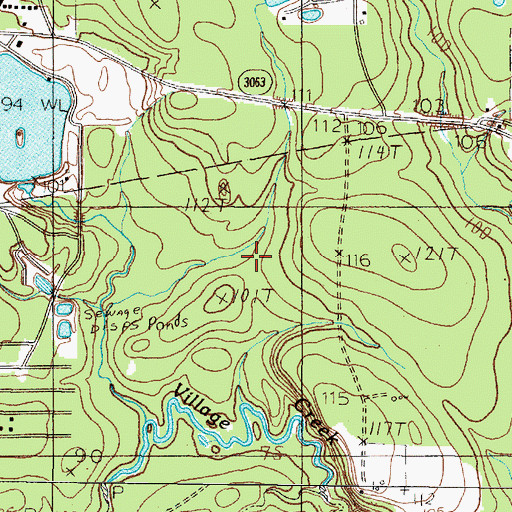 Topographic Map of West Village Mills Oil Field, TX