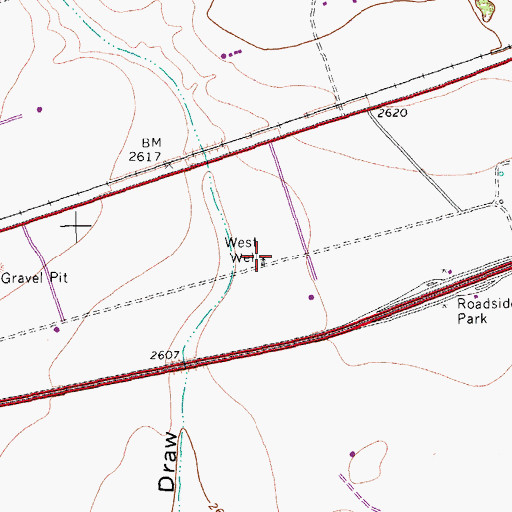 Topographic Map of West Well, TX