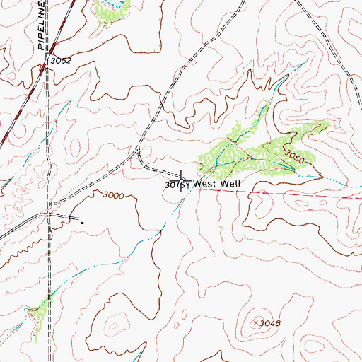 Topographic Map of West Well, TX