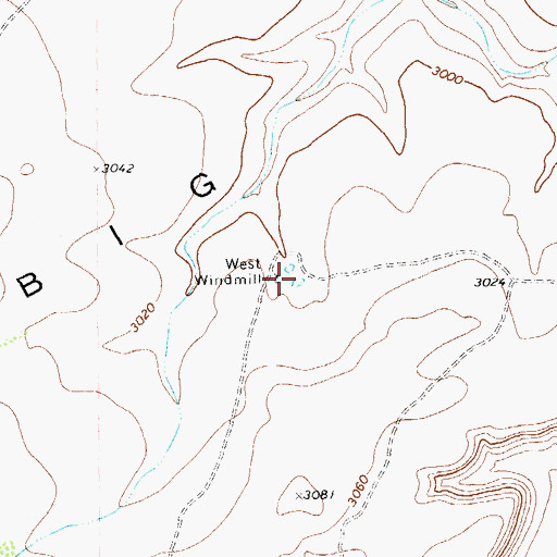 Topographic Map of West Windmill, TX