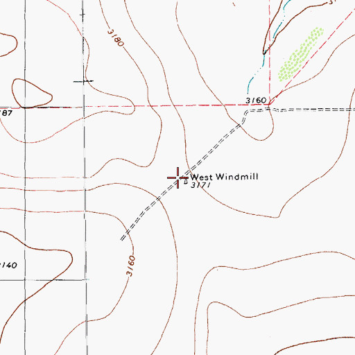 Topographic Map of West Windmill, TX