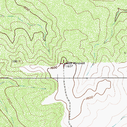 Topographic Map of West Windmill, TX