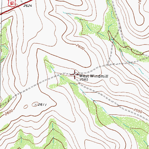 Topographic Map of West Windmill, TX