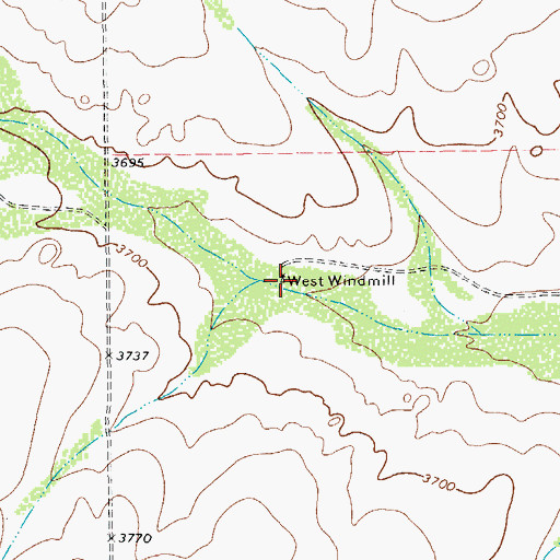 Topographic Map of West Windmill, TX