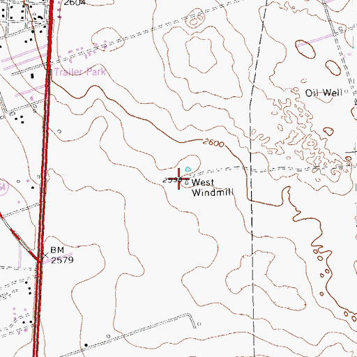 Topographic Map of West Windmill, TX