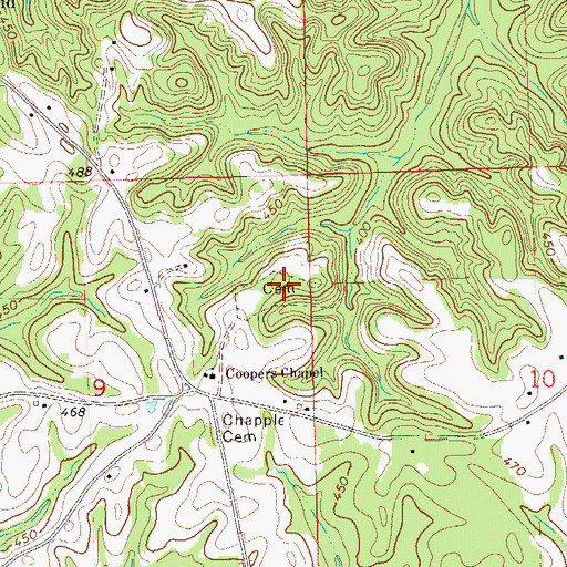 Topographic Map of Warrior Stand Cemetery, AL