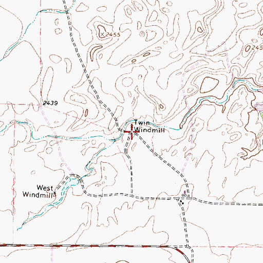Topographic Map of West Windmill, TX