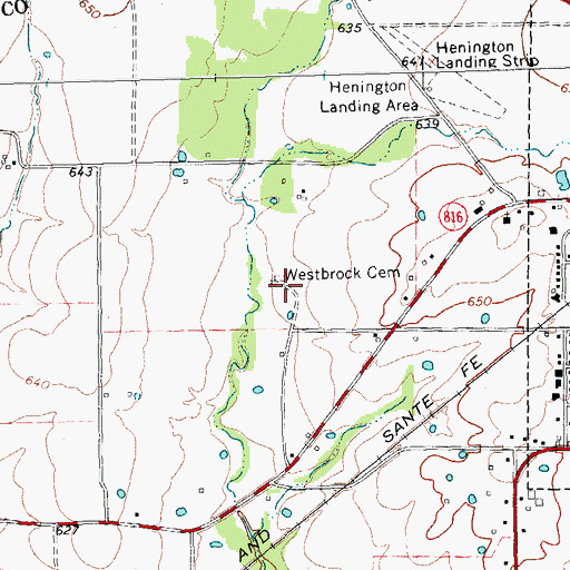 Topographic Map of Westbrook Cemetery, TX
