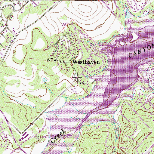 Topographic Map of Westhaven, TX