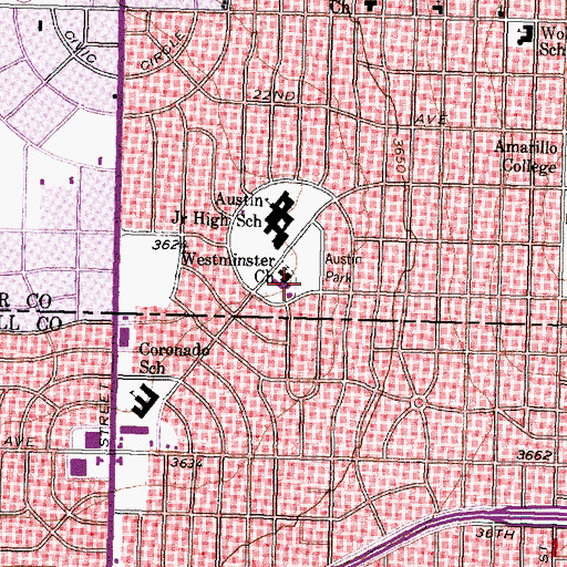 Topographic Map of Westminster Church, TX