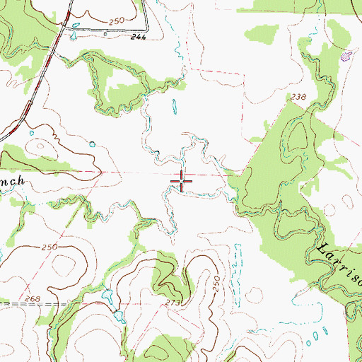 Topographic Map of Westmoreland Branch, TX