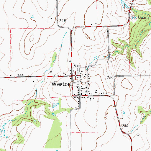 Topographic Map of Weston, TX
